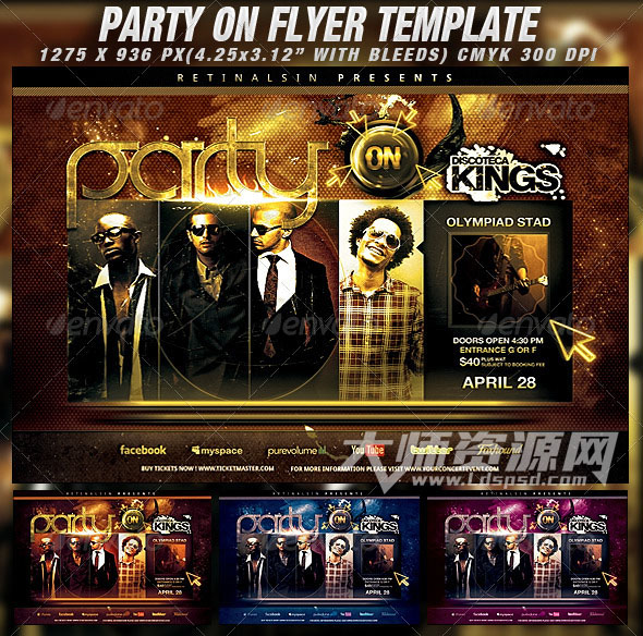 豪华派对海报：Party On Flyer Template